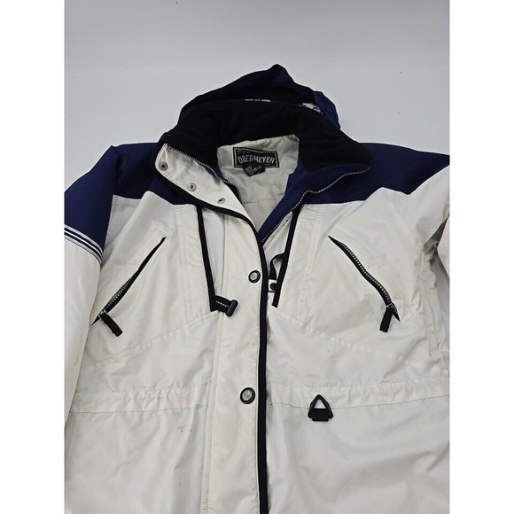 OBERMEYER Women's‎ Vintage White/Navy/Silver Adj Waist  Ski/Snow Jacket Size 8 - Picture 2 of 10